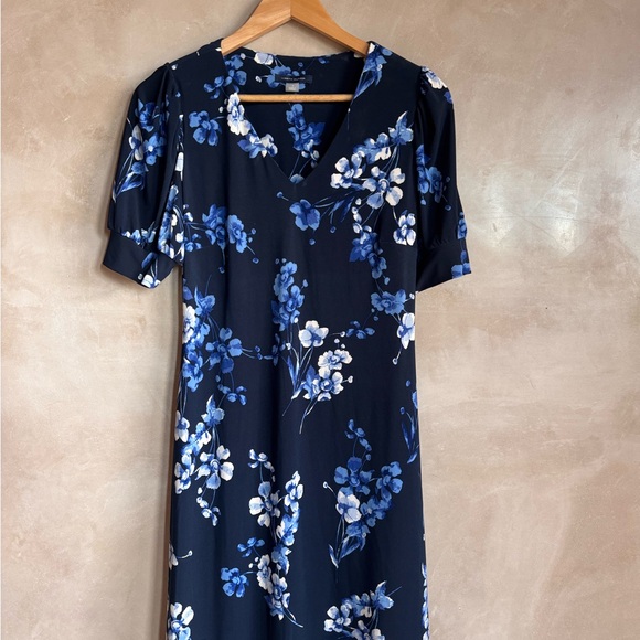 Tommy Hilfiger Navy Floral Midi Dress - Picture 1 of 3